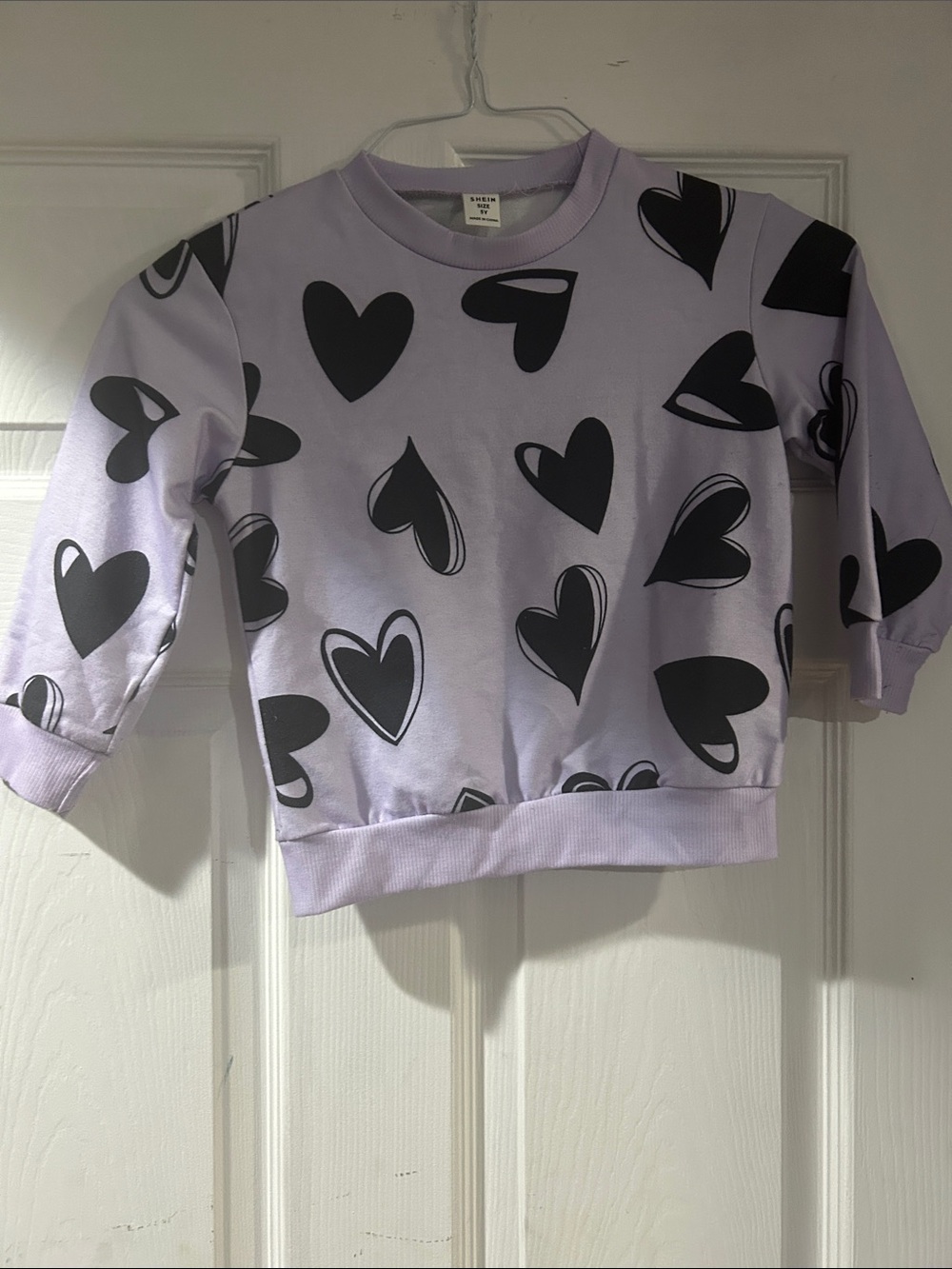 Kids Lavender Heart Print Sweatshirt 5y